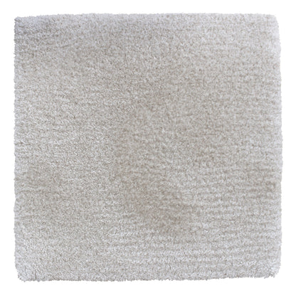 Move Slow rug hand-tufted from eucalyptus yarn, 16 mm cut pile, light grey color.