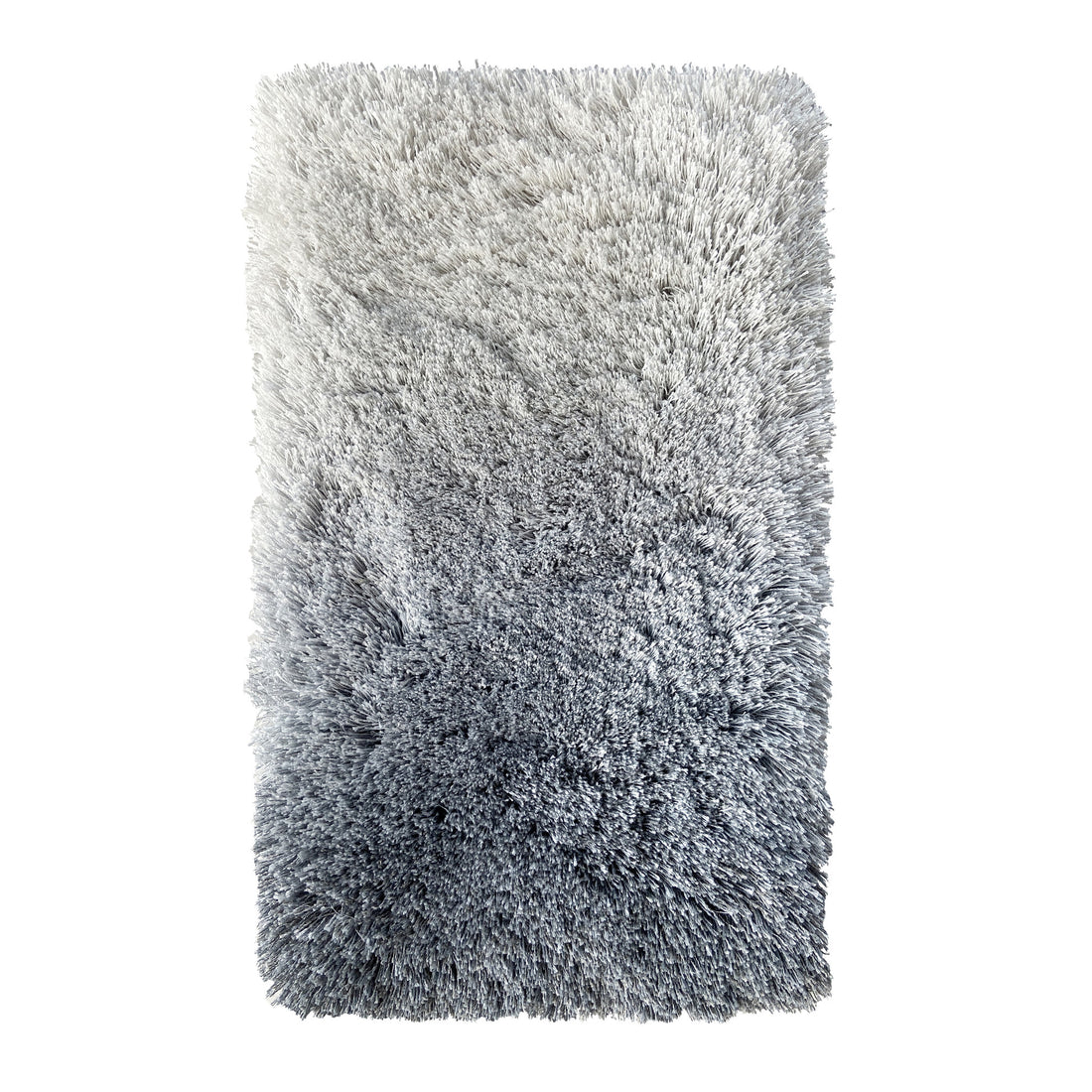 Show Off gradient -  Mohair &amp; Bamboo rug, Hand tufted,40 mm pile gray blue