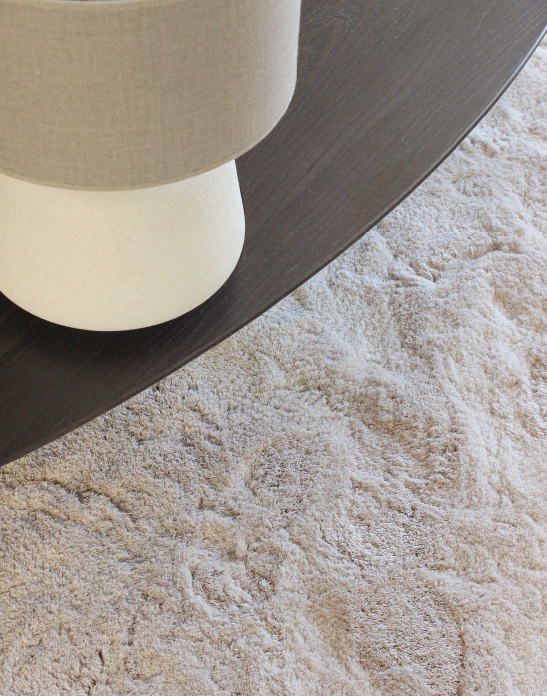Super Moon 45 - Mohair rug,  Hand tufted, 45 mm pile, beige